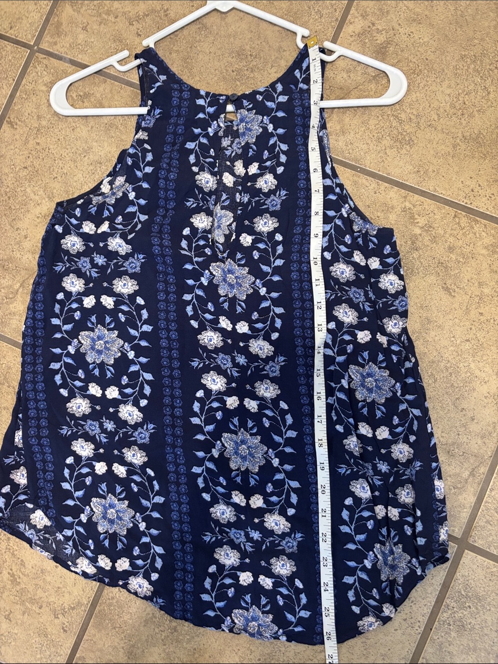 Old Navy Navy Blue Floral Tank Blouse - Picture 6 of 7